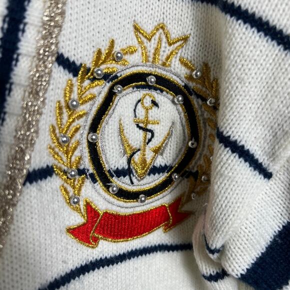 Vintage 80s Expressly for Joyce Nautical Old Money Striped Women's Sweater Small - Picture 2 of 7